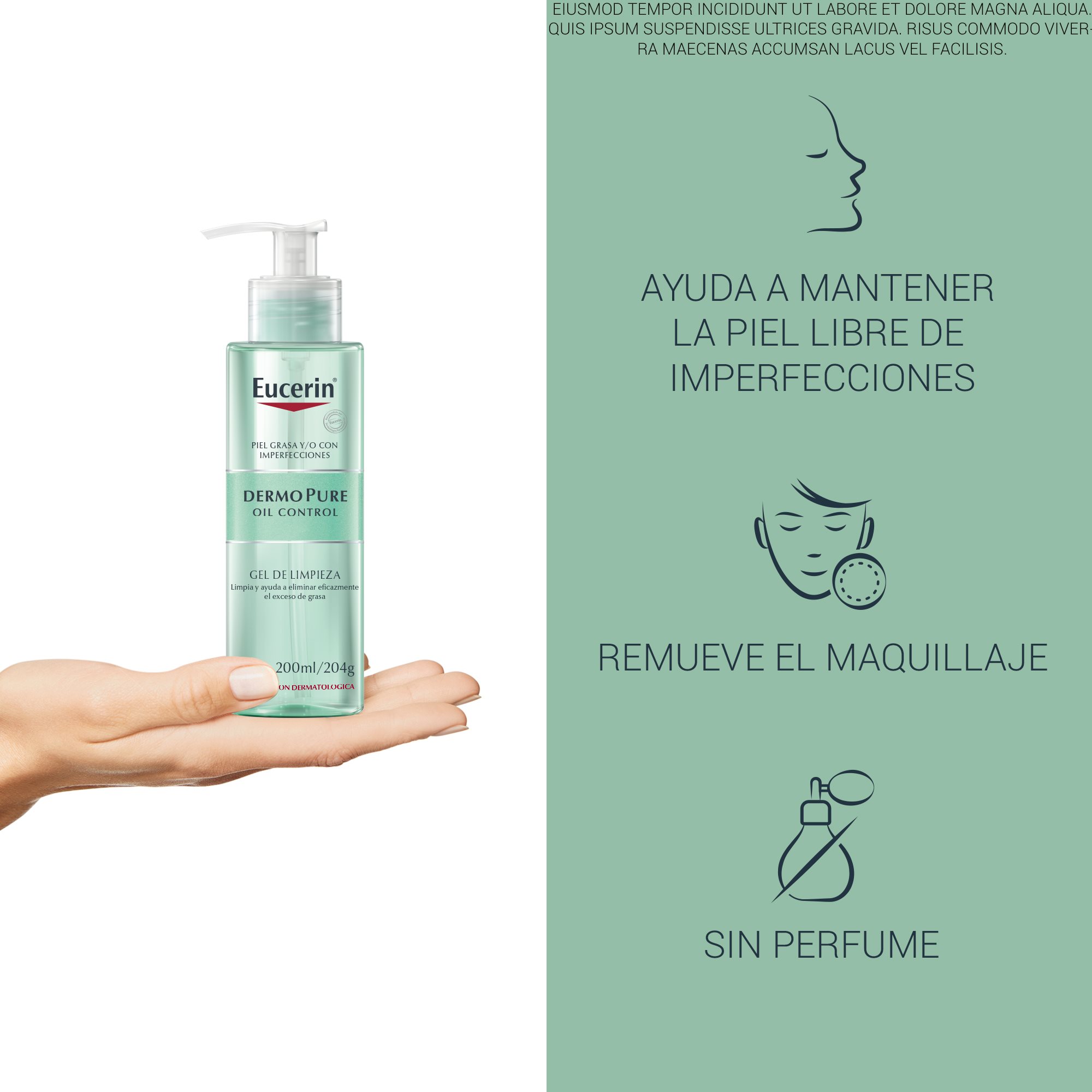 DermoPURE Gel Limpiador Facial para Piel Grasa Eucerin